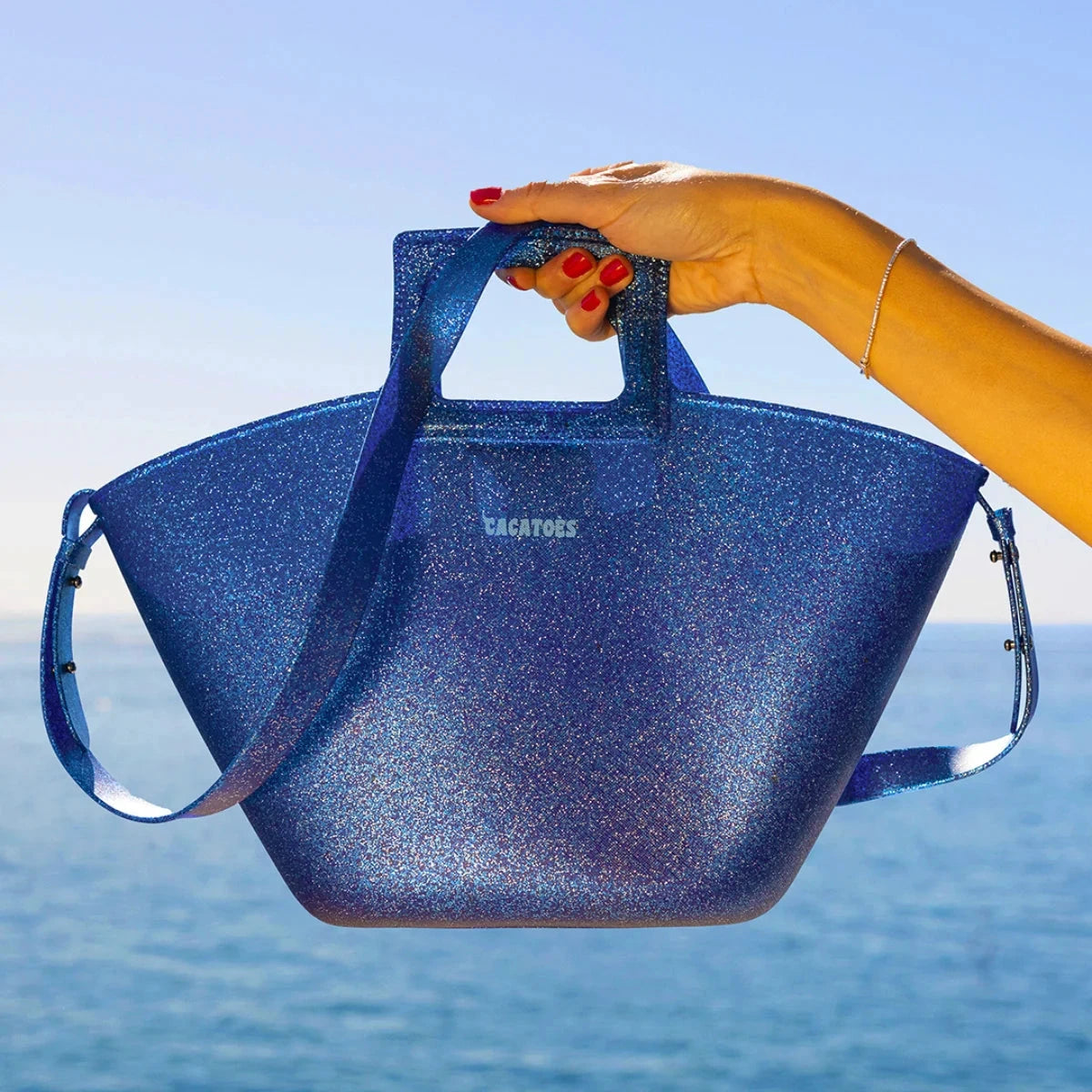 Glitter Royal Blue Tote Blue Pleated Glitter Clutch