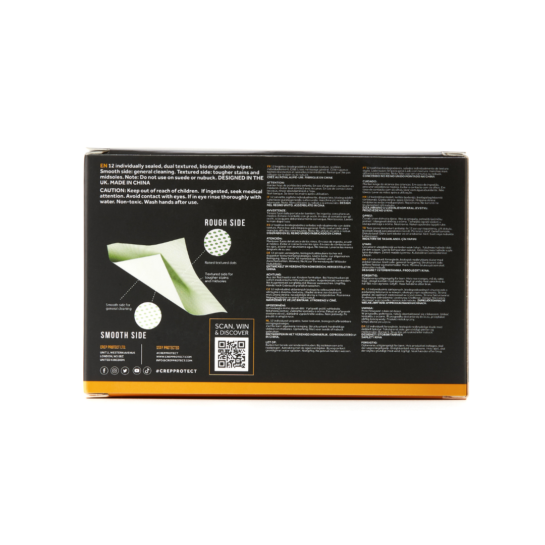 Biodegradable Wipes (12 Sachets) Entretien Des Chaussures Noir