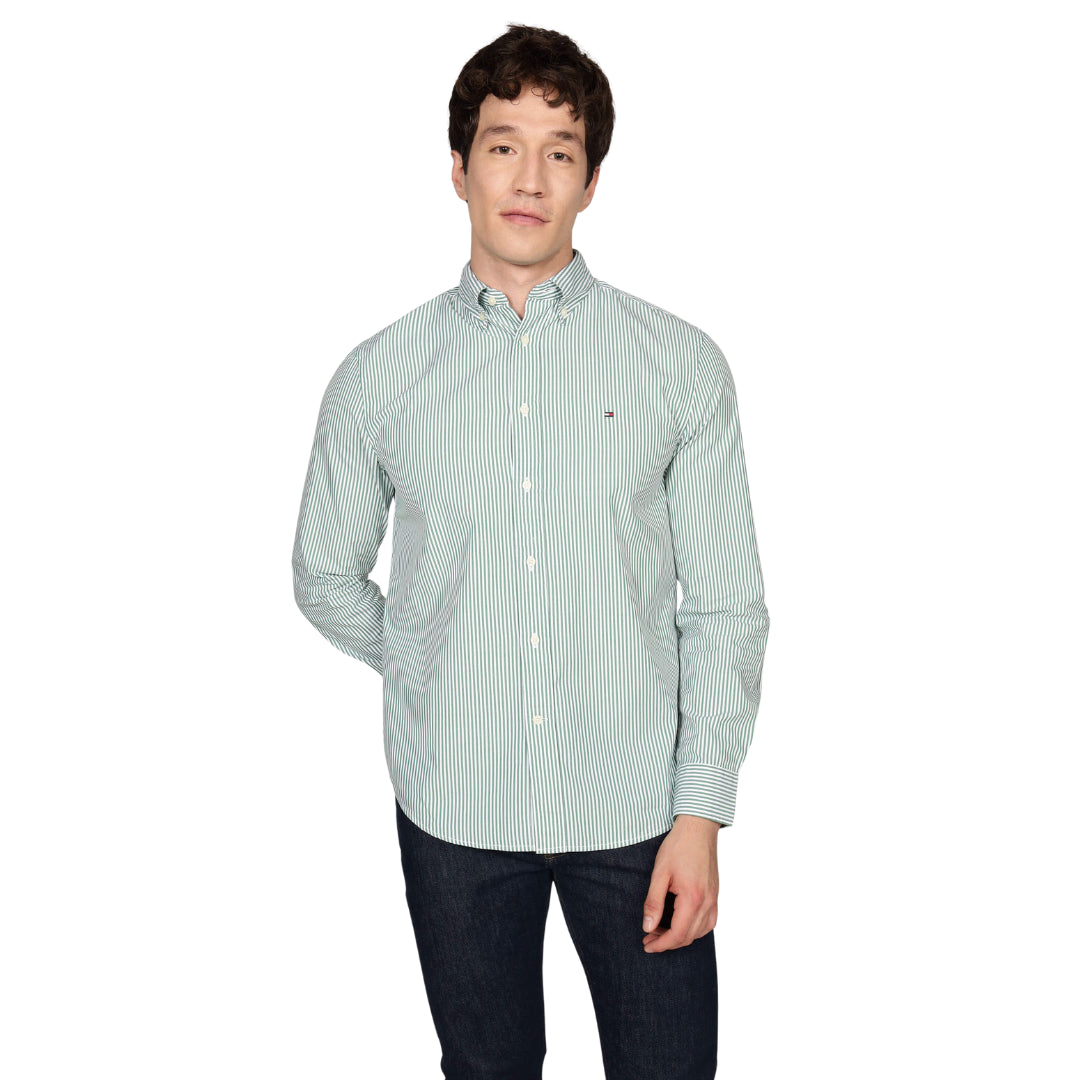 Tommy Hilfiger Flex Poplin Classic Stp Rf Shirt Adultes Homme Chemises Vert