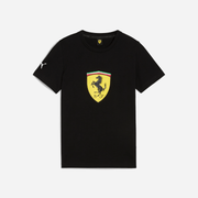 تي شيرت Puma Ferrari Race Kids Colored Big Shield للصغار للجنسين باللون الأسود