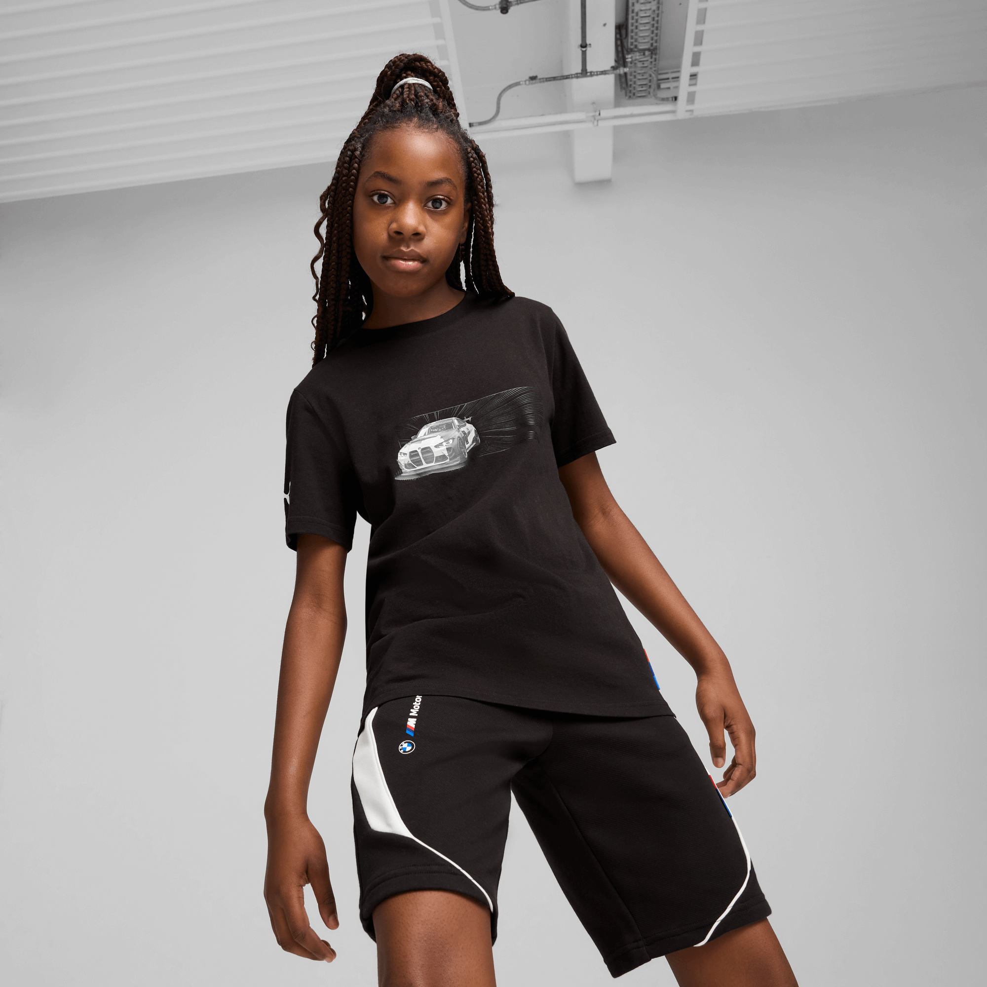 Puma Bmw Mms Kids Car Graphic Tee Junior Unisexe T-Shirts Noir