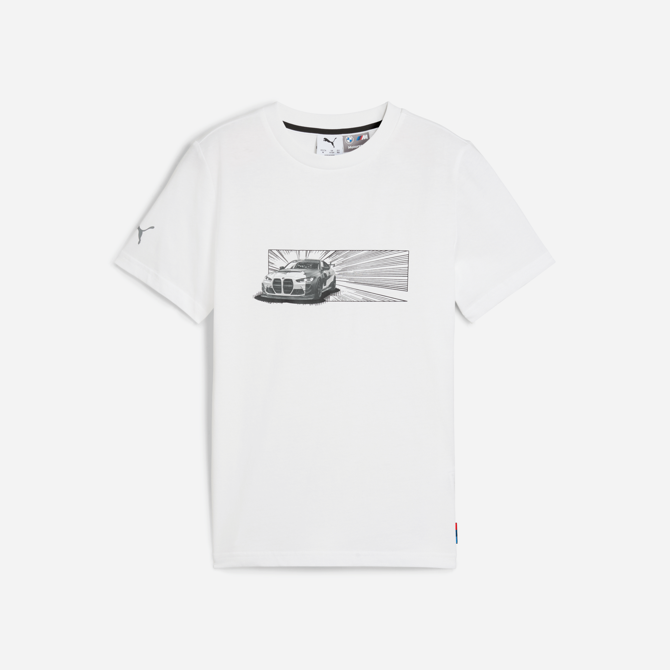 Puma Bmw Mms Kids Car Graphic Tee Junior Unisexe T-Shirts Blanc