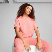 تي شيرت Puma Ess Tape المريح للبالغين والنساء باللون الوردي