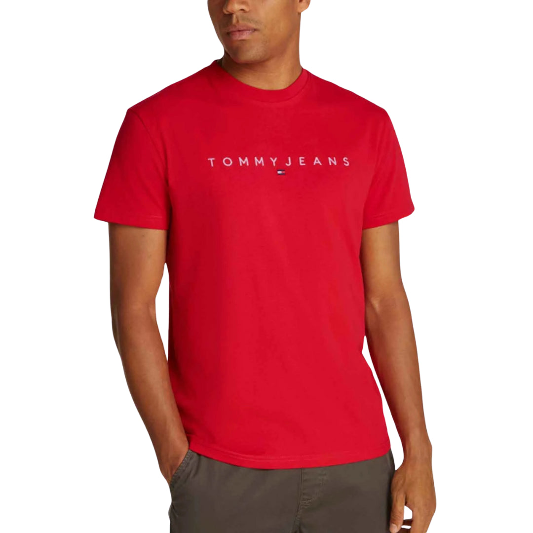 Tommy Jeans T-shirt Logo Linéaire Rouge Homme
