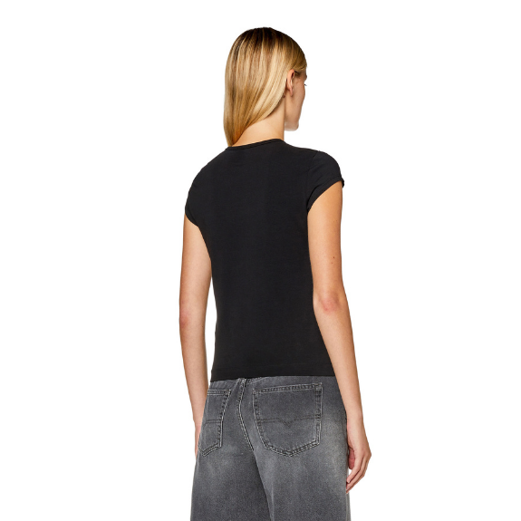 Diesel T-Angie Adultes T-Shirt Femme Manches Courtes Noir