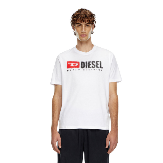 Diesel T-Adjust-K14 Adultes T-Shirt Homme Manches Courtes Blanc