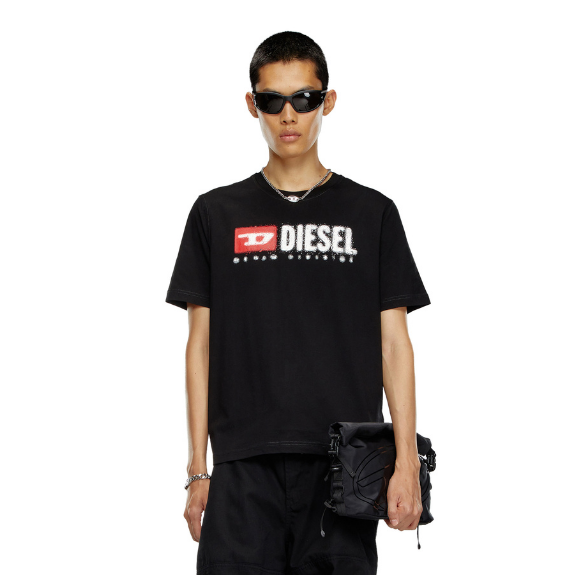 Diesel T-Adjust-K14 Adultes T-Shirt Homme Manches Courtes Noir