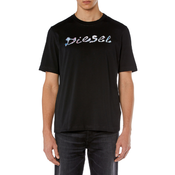 Diesel T-Adjust-K16 Adultes T-Shirt Homme Manches Courtes Noir