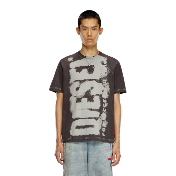 Diesel T-Adjust-Q4 Adultes T-Shirt Homme Manches Courtes Gris Foncé