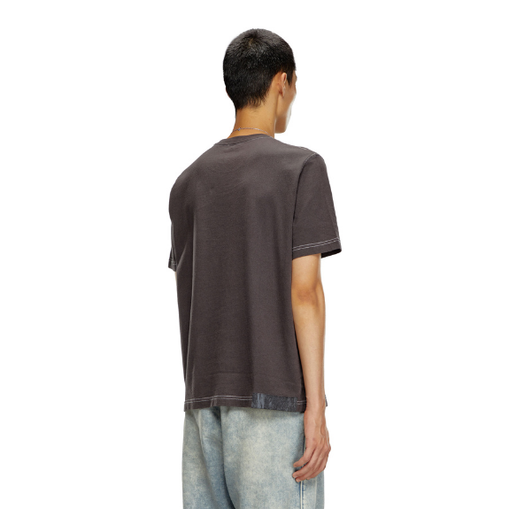 Diesel T-Adjust-Q4 Adultes T-Shirt Homme Manches Courtes Gris Foncé