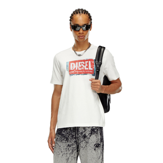 Diesel T-Adjust-Q6 Adultes T-Shirt Homme Manches Courtes Blanc