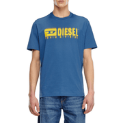 Diesel T-Adjust-Q7 Adultes T-Shirt Homme Manches Courtes Bleu