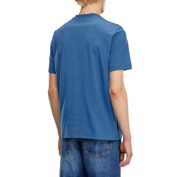 Diesel T-Adjust-Q7 Adultes T-Shirt Homme Manches Courtes Bleu