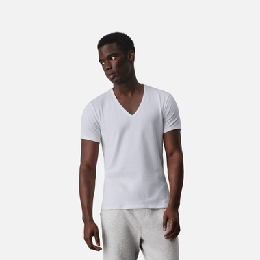 Calvin Klein 2P S/S V Neck Adultes Homme T-Shirts Blanc