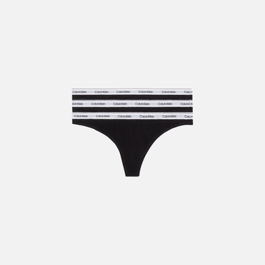 Calvin Klein Thong 3Pk Adultes Femme Sous-vêtements Noir