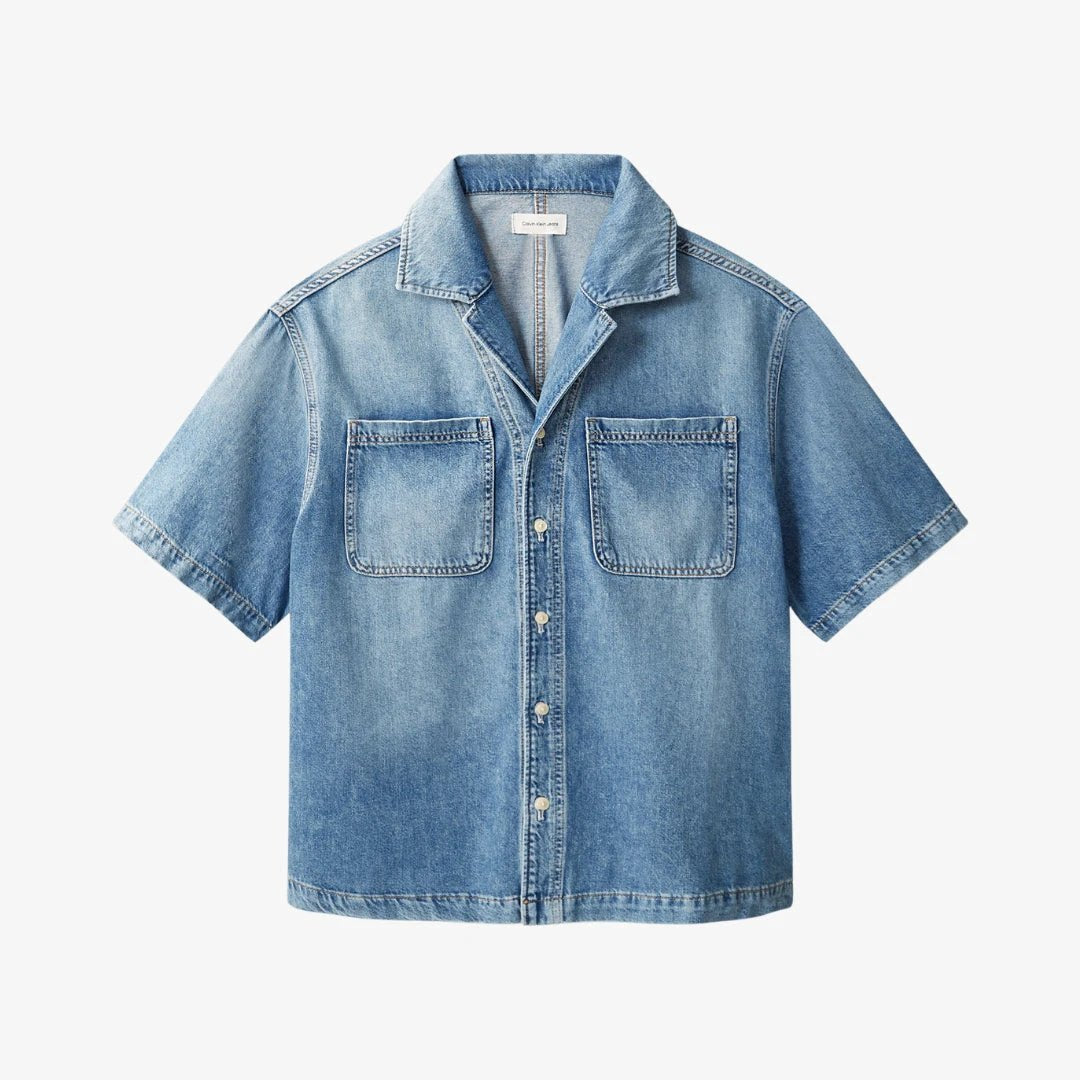 Nile Blue Denim Camp Chemises by CALVIN KLEIN