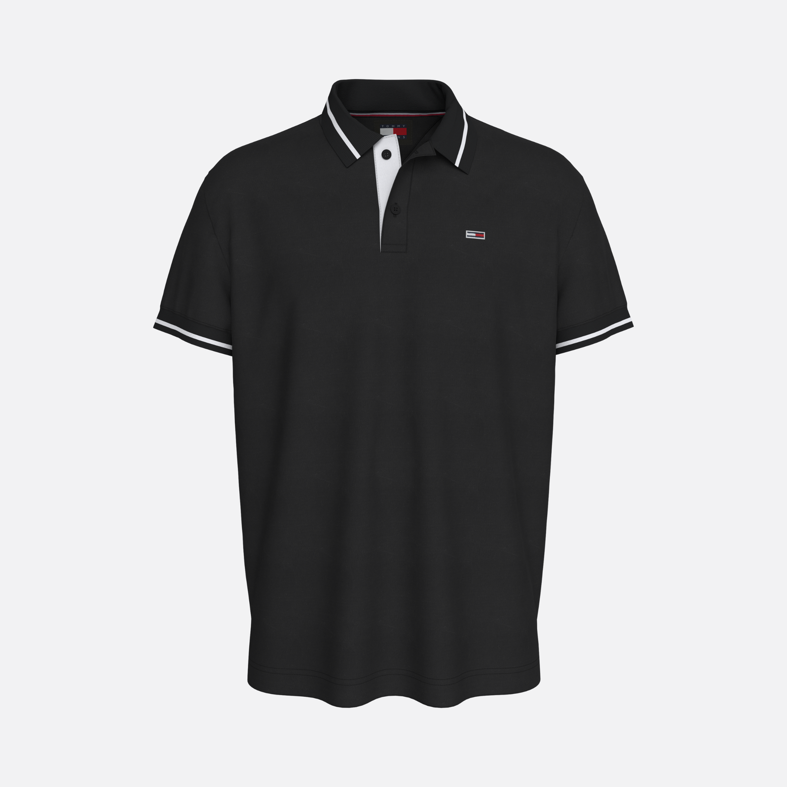 Tommy Jeans Reg Tipped Polo Ss Adultes Homme Polo Noir