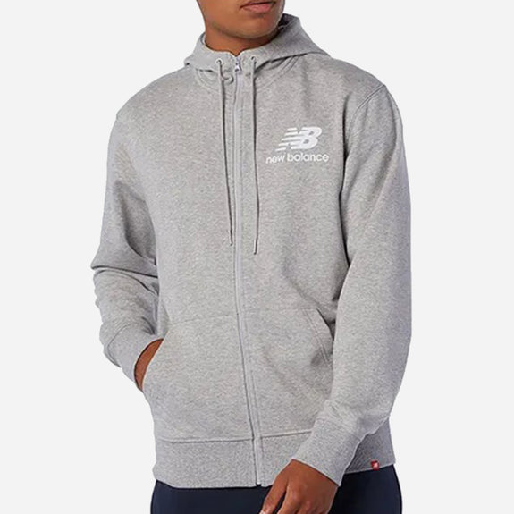 NEW BALANCE  ESSENTIALS STACKED FULL ZIP HOODIE HOMMES VESTE