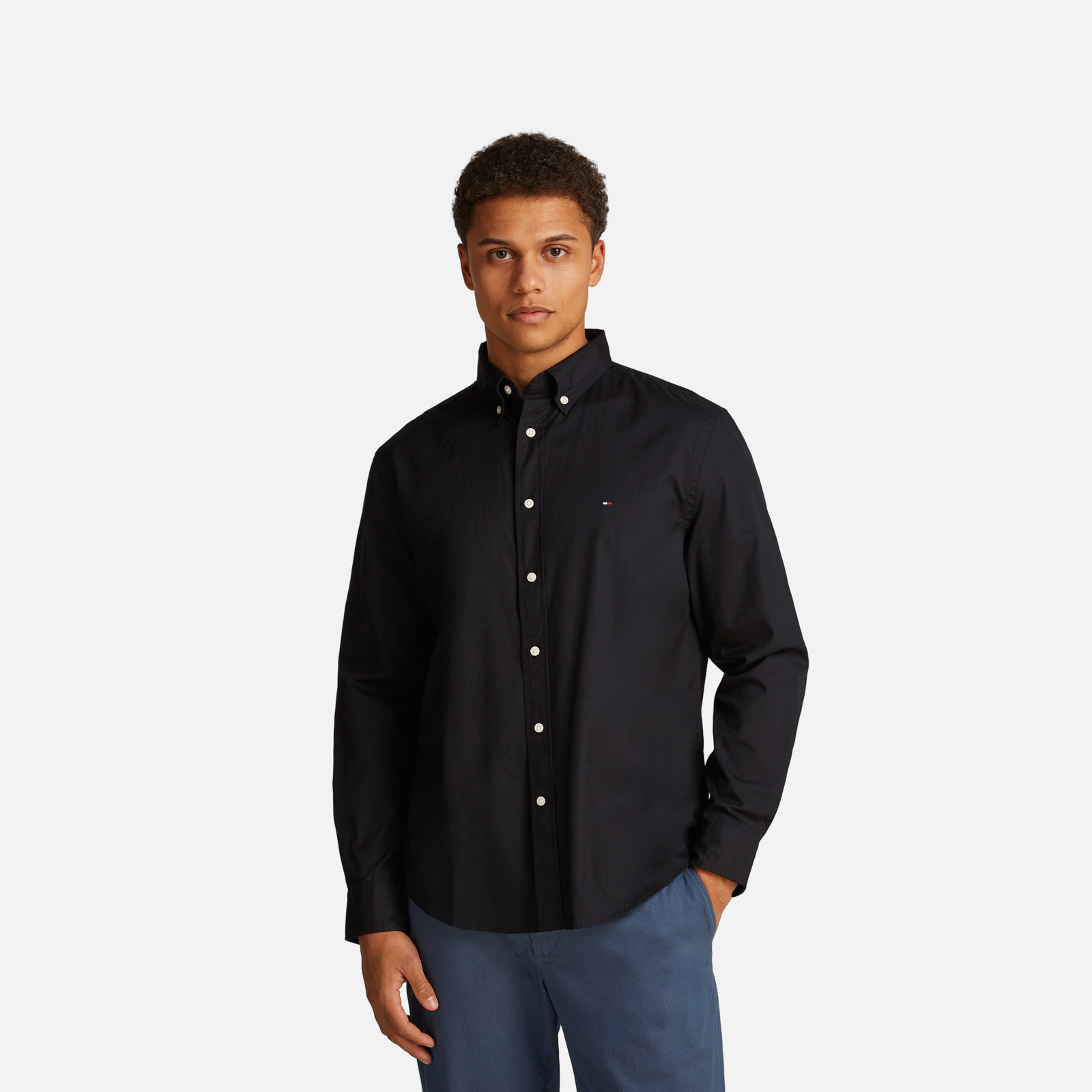 Tommy Hilfiger Core Flex Poplin Solid Rf Shirt Adultes Homme Chemises Noir