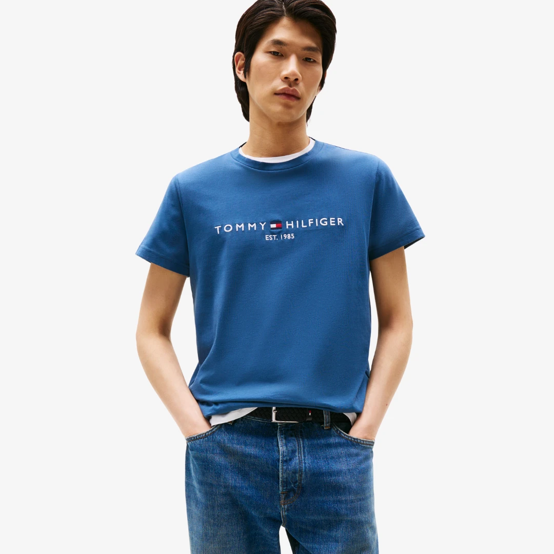 Logo Embroidery Slim Fit T-Shirts by TOMMY HILFIGER
