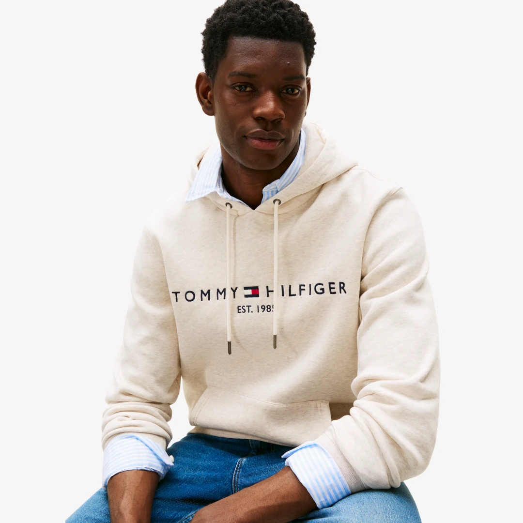 Tommy Hilfiger Logo Embroidery Flex Fleece Hoodie Sweatshirts by TOMMY HILFIGER