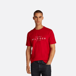 تي شيرت تومي هيلفيغر بيج هيلفيغر للرجال البالغين، أحمر
