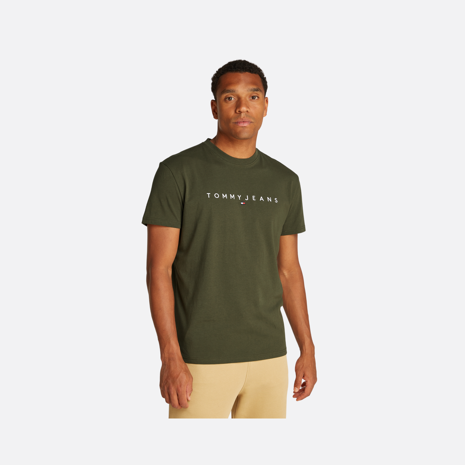Tommy Jeans Reg Linear Logo Tee Ext Adultes Homme T-Shirts Vert