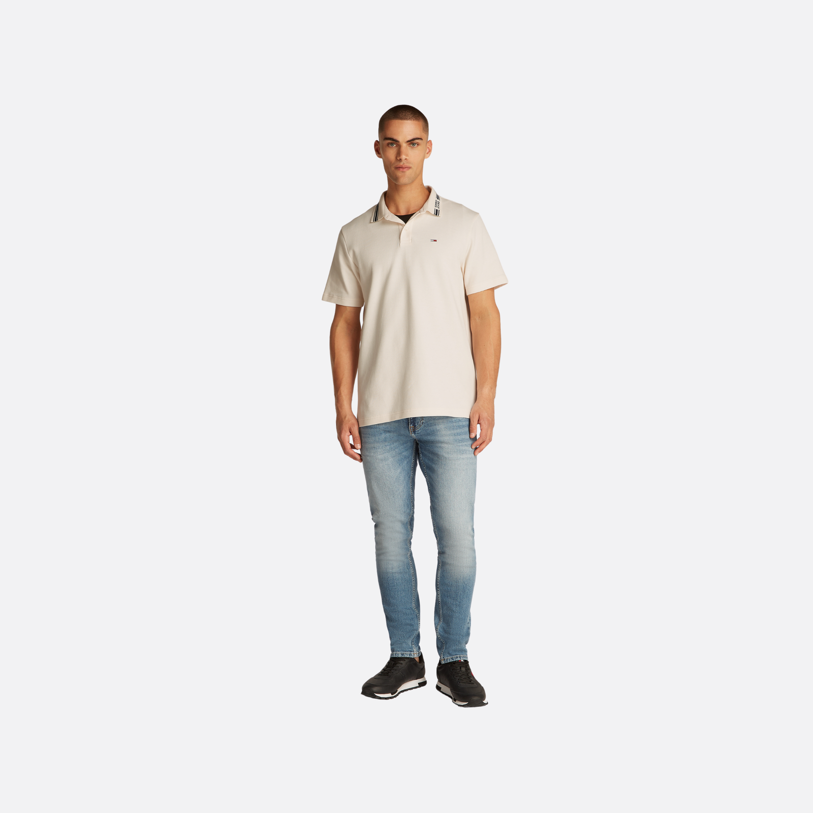 Tommy Jeans Tipped Logo Polo Ss Ext Adultes Homme Polo Blanc