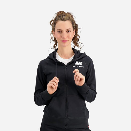 New Balance Essentials Full Zip Sweat A Capuche Adultes Femme Noir