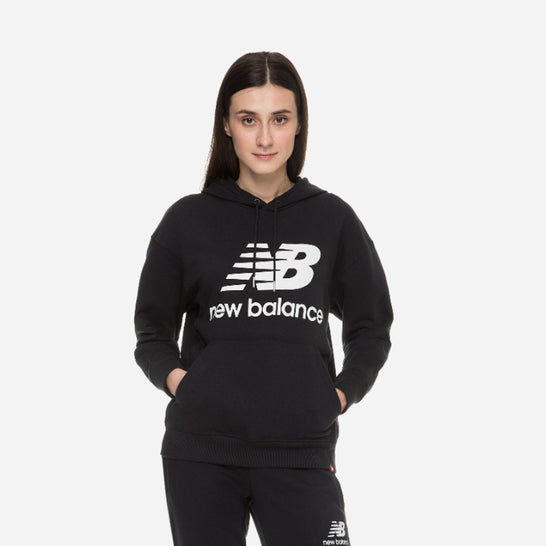 New Balance Essentials Stacked Logo Oversized Pullover Sweat À Capuche Adultes Femme Noir