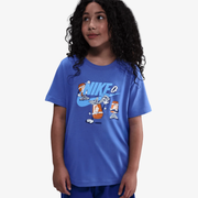Nike Sportswear Boxy Break Dance T-Shirts in blue with playful graphic design.