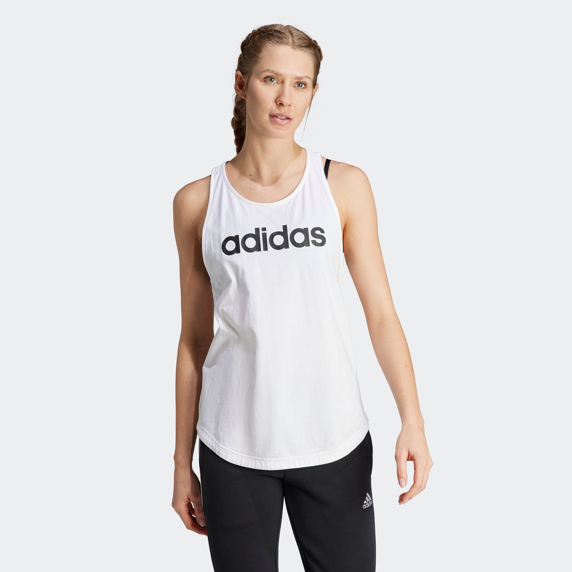 Débardeur de sport Adidas Essentials Linear Logo Femme Blanc